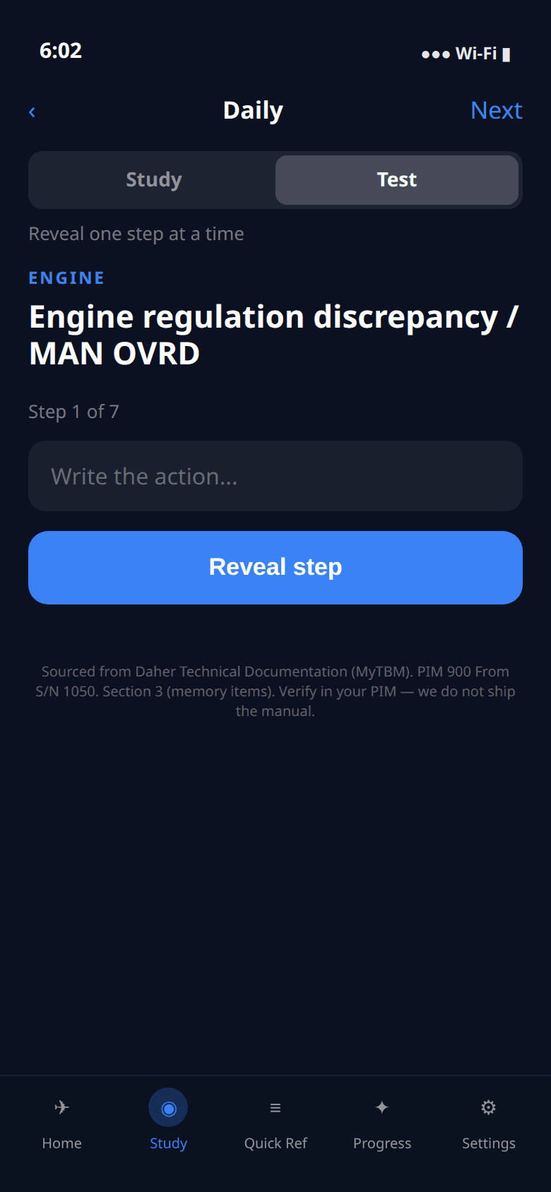 Daily Test — write or reveal one step at a time