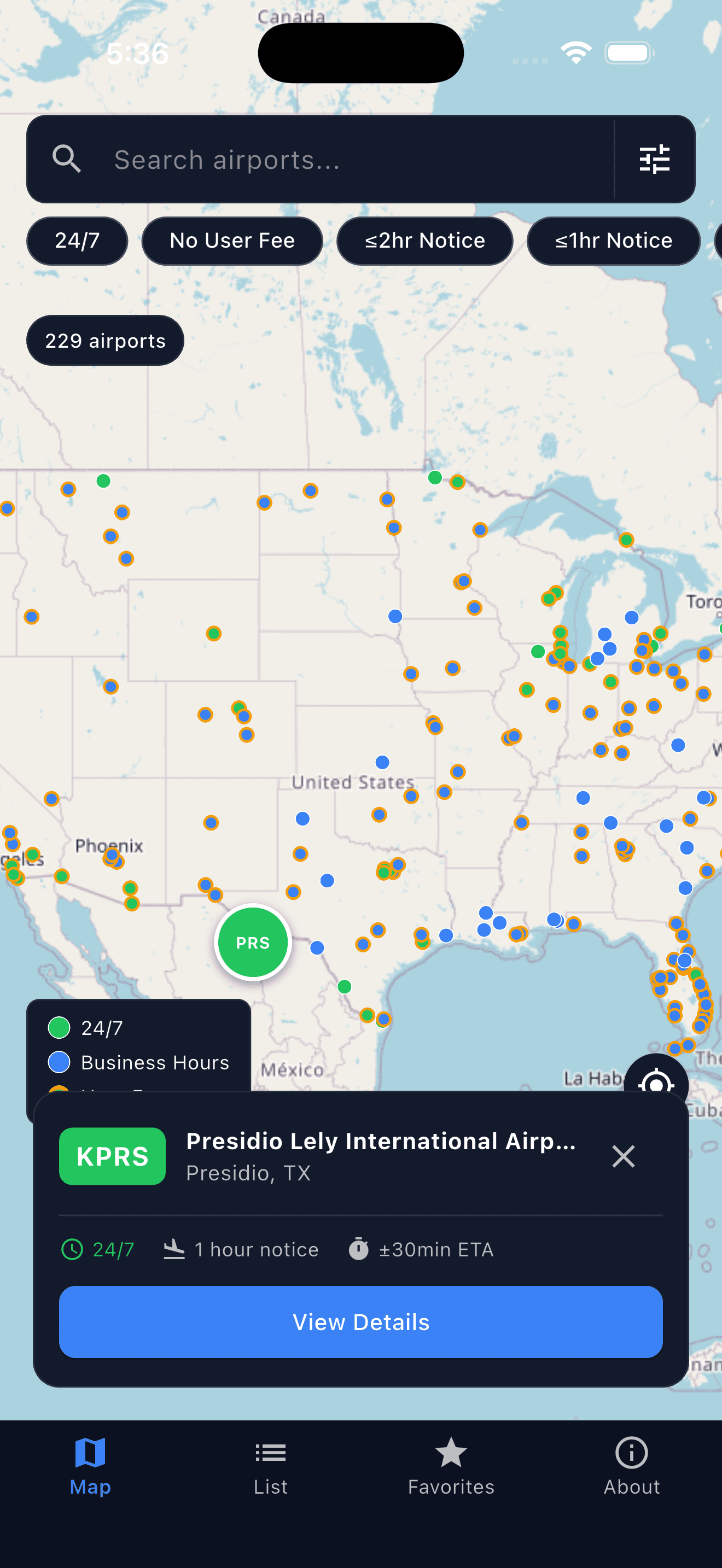 GA Customs Map — Presidio Lely International (KPRS) selected
